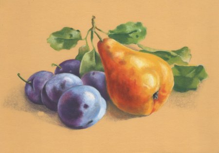 Фруктовый натюрморт акварелью