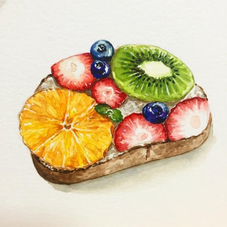 Рисование еды акварелью