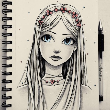 Рисунки девочек в скетчбуке