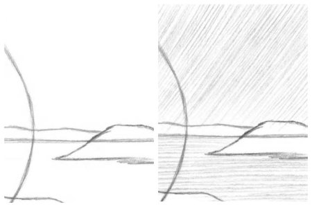 Поэтапное рисование пейзажа карандашом