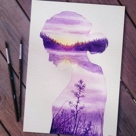 Несложные рисунки акварелью в скетчбуке