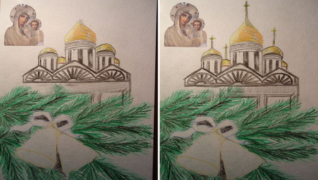 Рисунок на Рождество Христово Церковь