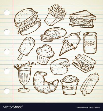 Рисунки для срисовки еда карандашом