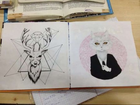 Лёгкие рисунки животных для скетчбука