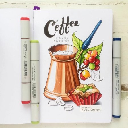 Рисунки для скетчбука маркерами Десерты