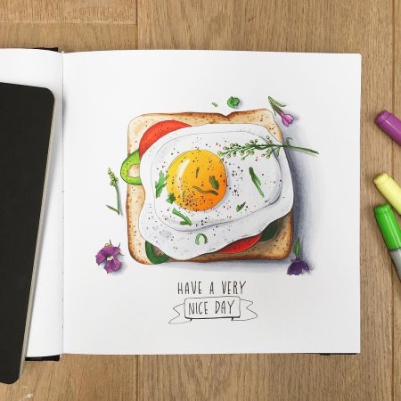 Рисунки маркерами еда легкие