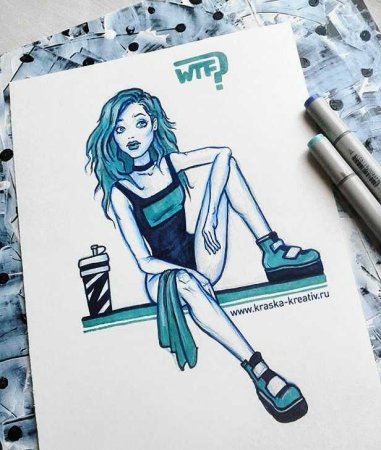 Скетчи девушек маркерами для новичков