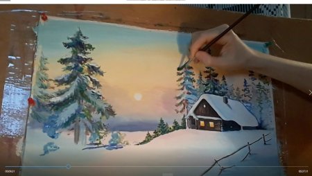 Рисование зимнего пейзажа мастер класс