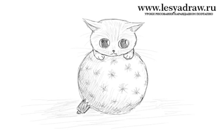 Новогодний котик рисунок карандашом для срисовки