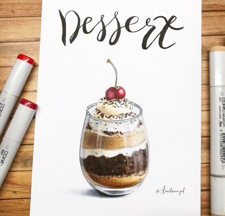 Рисунки для скетчбука маркерами Десерты
