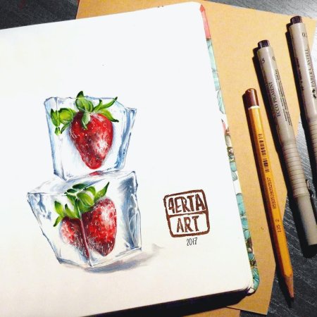 Рисование еды в скетчбуке