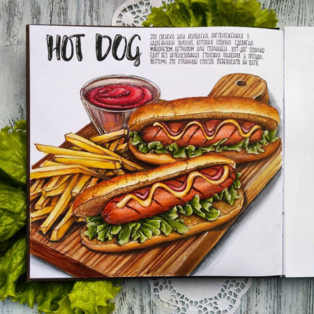 Рисунки для скетчбука маркерами еда
