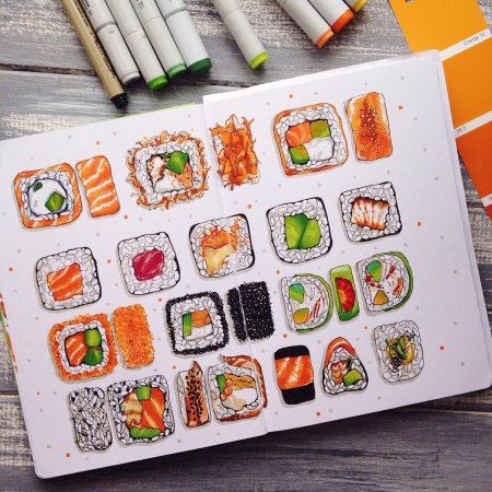 Рисунок роллов для срисовки