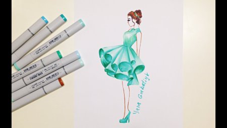 Платье рисование с фломастерами