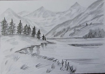 Пейзаж карандашом