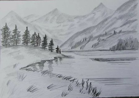 Пейзаж карандашом