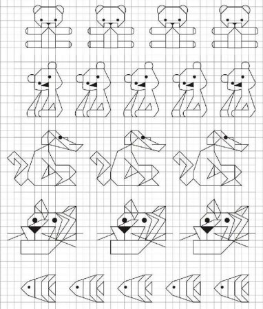 Рисование объемных фигур по клеточкам