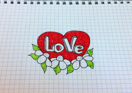 Бабочка черной гелевой ручкой