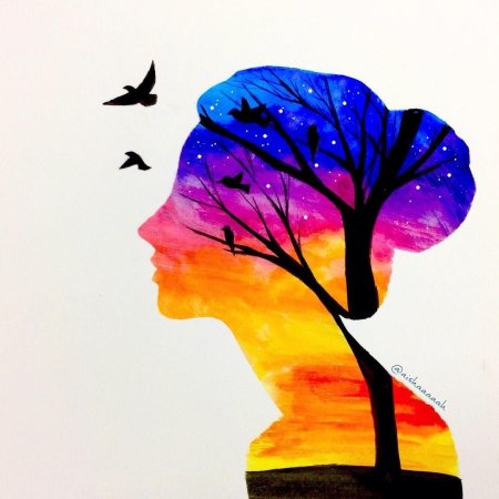 Девушка с зонтом рисунок