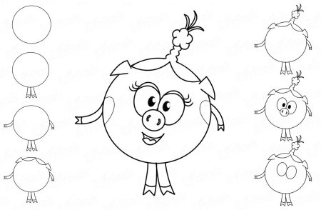 Нюша из мультика Смешарики рисовать