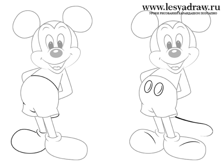 Микки Маус рисунок карандашом поэтапно