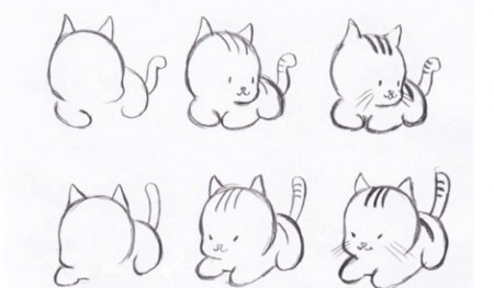 Лёгкий рисунок котёнка для срисовки