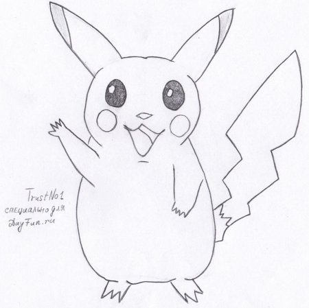 Нарисовать покемона Пикачу карандашом