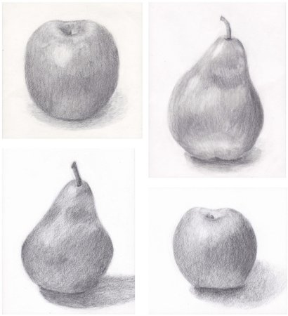 Фрукты карандашом