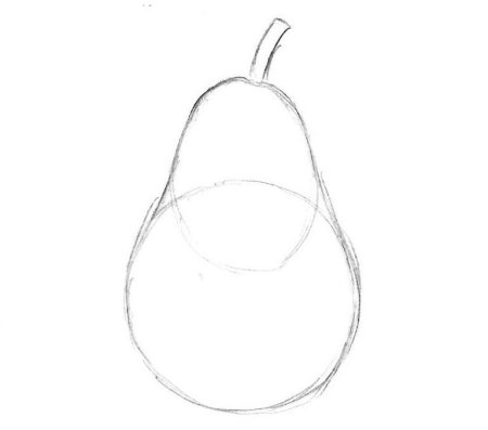 Груша карандашом с тенью