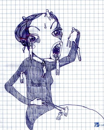 Зарисовки ручкой в тетради