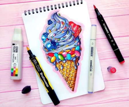 Рисунки акварельными маркерами