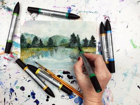 Цветы маркерами для скетчинга для начинающих