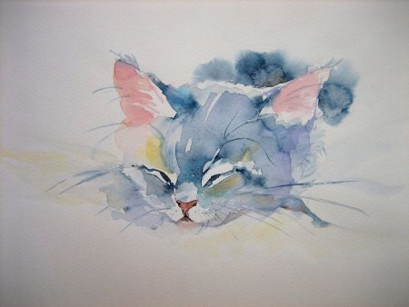 Акварельный котенок