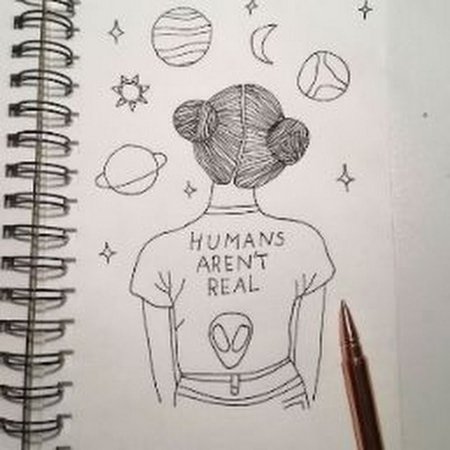 Рисунки для срисовки в скетчбук маркерами девочки