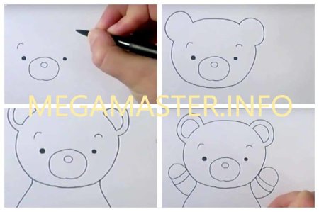 Как нарисовать медвежонка легко и просто