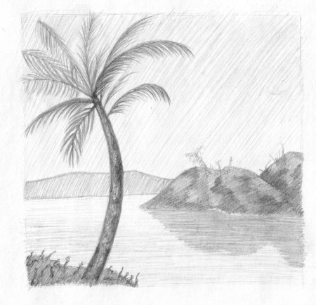 Пейзаж простым карандашом