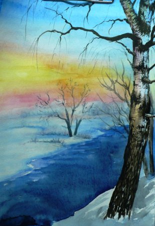 Пейзаж акварелью