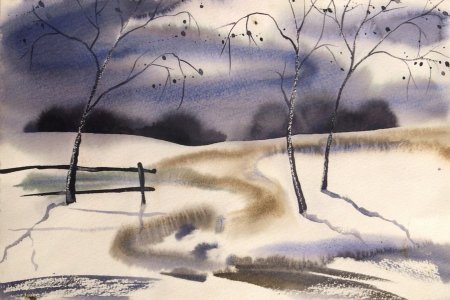 Боб Росс зимний пейзаж