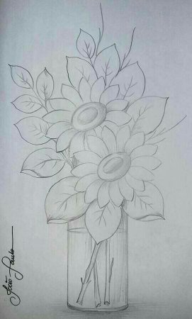 Композиция цветов карандашом