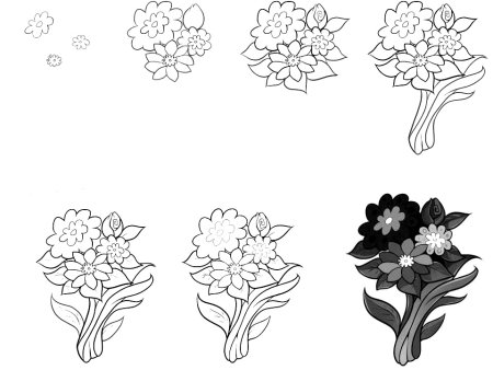 Поэтапное рисование букета