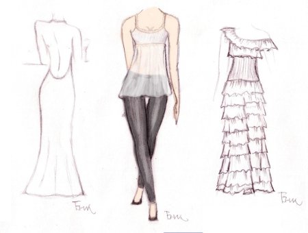 Рисунки дизайнеров одежды