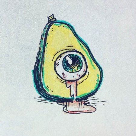 Скетчинг акварелью авокадо