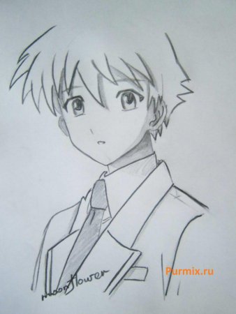 Поэтапное рисование аниме мальчика