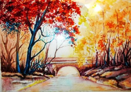 Осенний пейзаж акварелью для начинающих