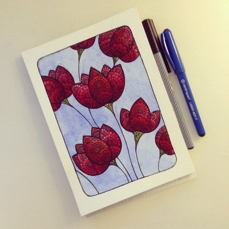 Цветы в скетчбуке