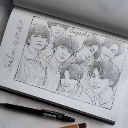 Группа БТС карандашом