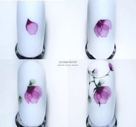 Рисунки акварелью на ногтях