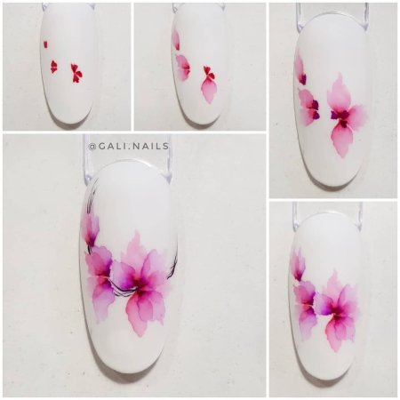 Акварель на ногтях пошагово