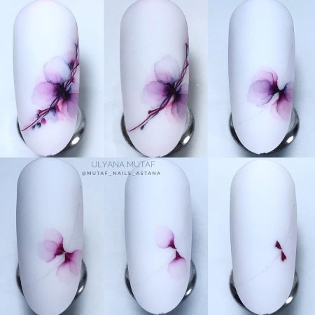 Акварель на ногтях пошагово