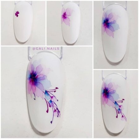 Ксения Купина акварель на ногтях